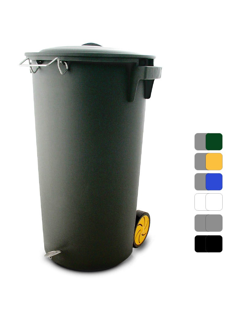 CONTENTOR LIXO 80 LT PRETO C/PEDAL C/RODAS R.789