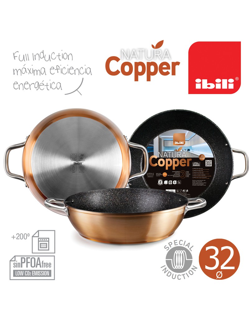 FRIGIDEIRA IBILI 495632 COPPER Ø32X7,8CM C/ASAS ANTIAD INDUÇ