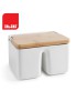 SALEIRO IBILI 714950 DUPLO CERAMICA C/TP. BAMBU 15,6X11X10CM