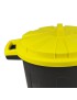 CONTENTOR LIXO 50L PRETO C/TAMPA AMARELA PLST
