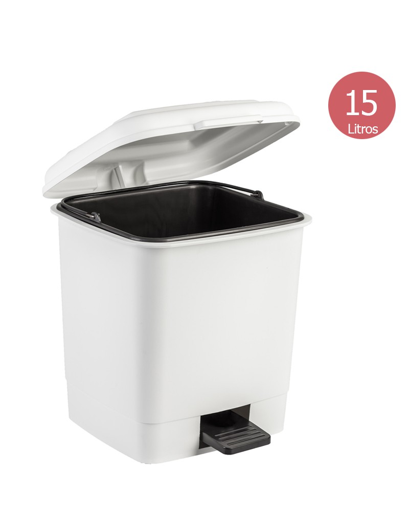 BALDE LIXO 799 BRANCO 15L C/PEDAL PLST
