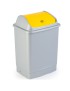 BALDE LIXO 795 CINZA METALIZADO 26L C/TP AMARELA BASCULANTE