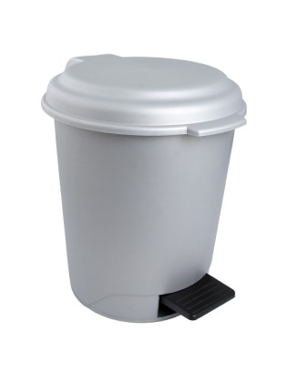 BALDE LIXO 802 C/PEDAL PLASTICO CINZA METALIZADO 17,5L
