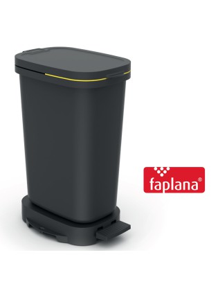 BALDE LIXO BE-ECO 772 PRETO C/PEDAL + ASA AMARELA 20L PLST