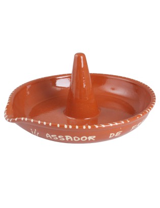 ASSADEIRA BARRO PINTADA REDONDA P/FRANGO 34CM