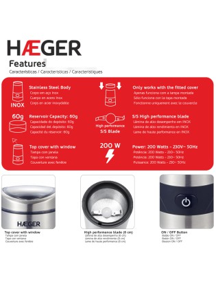 MOINHO CAFE HAEGER AROMA CG-200.001A 200W INOX