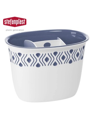 PORTA TALHERES TOSCA 55701 BRANCO/AZUL 19,5X13,5X14CM
