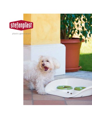 COMEDOURO 97782 DUPLO VERDE/GRANITO 46X35X11CM PLST