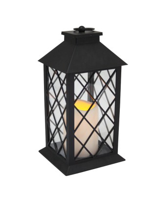 LANTERNA DECORATIVA ZK6001 C/VELA ELETRICA 14X14X30CM PLST