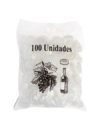 CAPSULAS P/GARRAFA 100UND C/PATILHA PLASTICO BRANCA