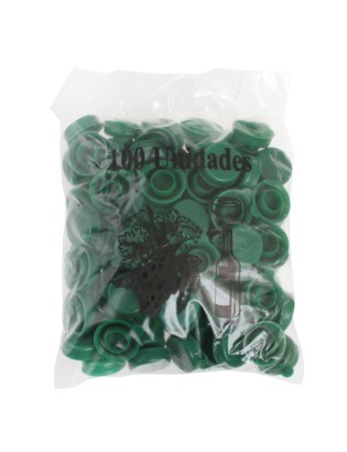 CAPSULAS P/GARRAFA 100UND C/PATILHA PLASTICO VERDE