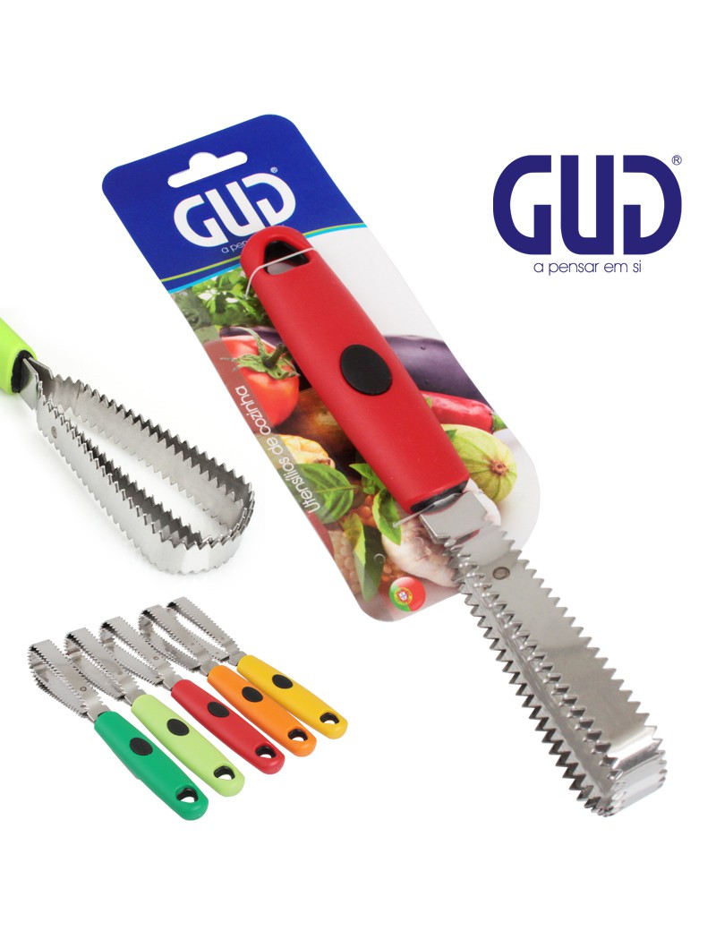 ESCAMADOR PEIXE GUD 23CM INOX C/CABO PLST SORTIDO