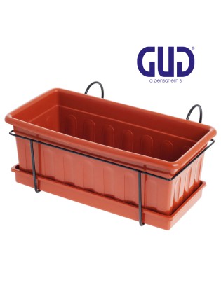 FLOREIRA RECT TERRACOTA C/PRATO 40X20 + SUPORTE