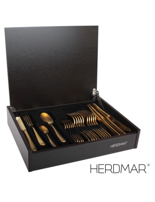 FAQUEIRO 24 P. H LUXOR PVD OURO MATE C/ESTOJO MADEIRA