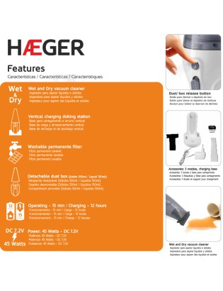 ASPIRADOR MAO HAEGER BULLET PLUS PV-45G.004A 45W