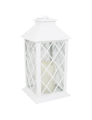 LANTERNA DECORATIVA ZK6001 C/VELA ELETRICA 14X14X30CM PLST