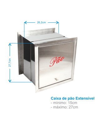 CAIXA PAO EXTENSIVEL INOX 2 PORTAS 29X31X15CM