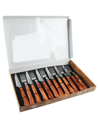 CONJ. CHURRASCO 370.7000.12 12 PEÇAS INOX C/CABO MADEIRA