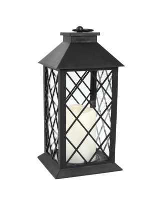 LANTERNA DECORATIVA ZK6001 C/VELA ELETRICA 14X14X30CM PLST