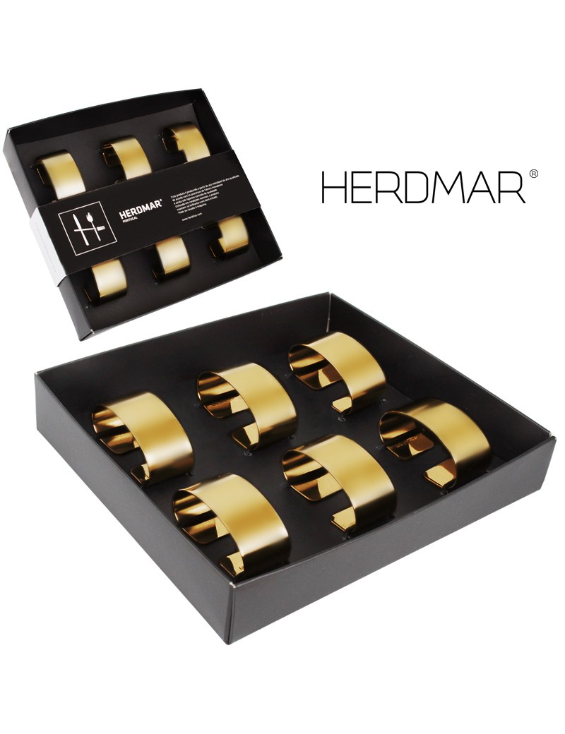 ARGOLA GUARDANAPO H OURO MATE PVD CONJ.6 C/ESTOJO