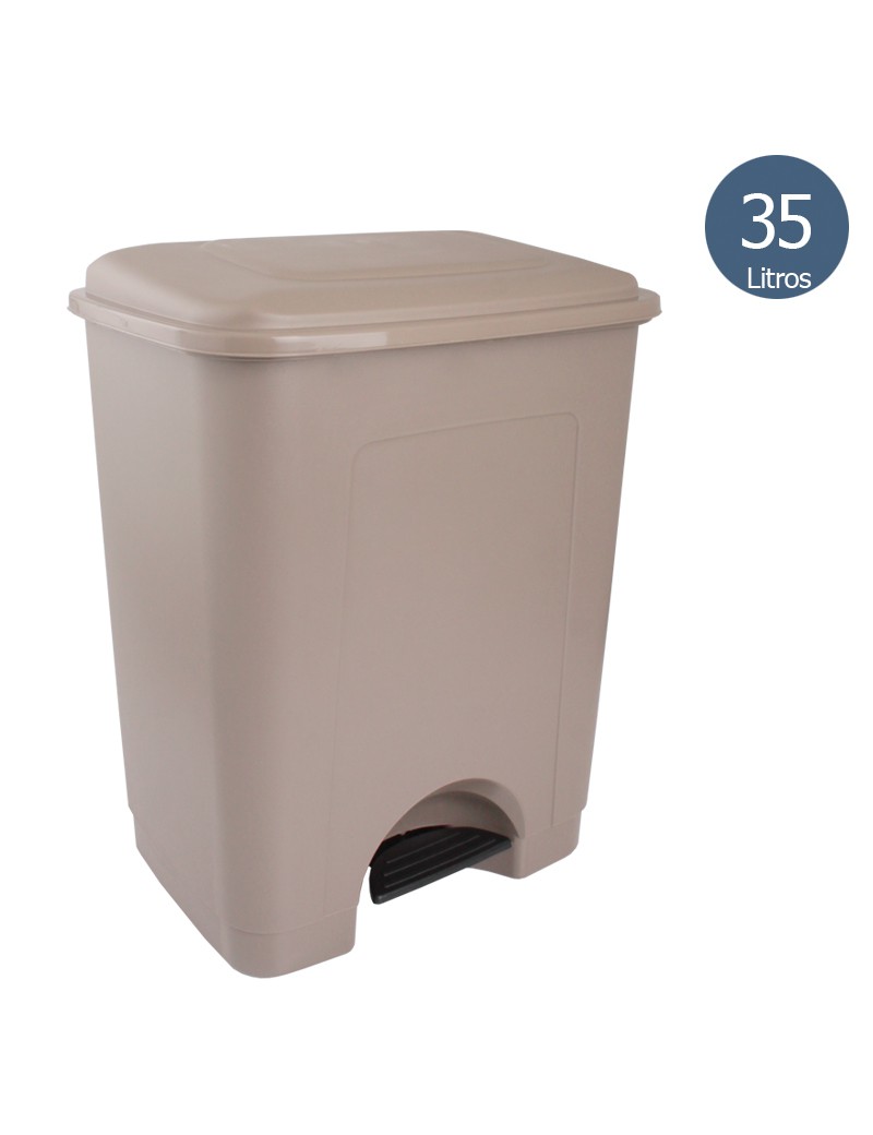 BALDE LIXO PRIMAVERA 35L C/PEDAL TAUPE