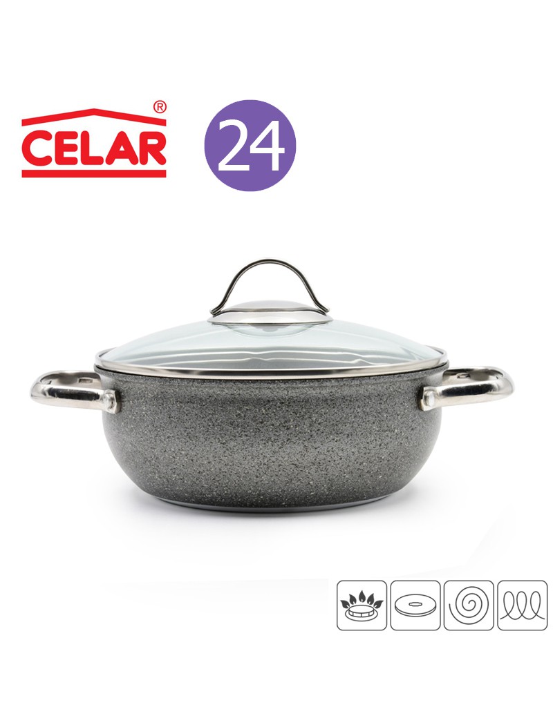 CAÇAROLA CELAR FORNO FIT 24CM ANTIAD. GRANITADO INDUÇAO
