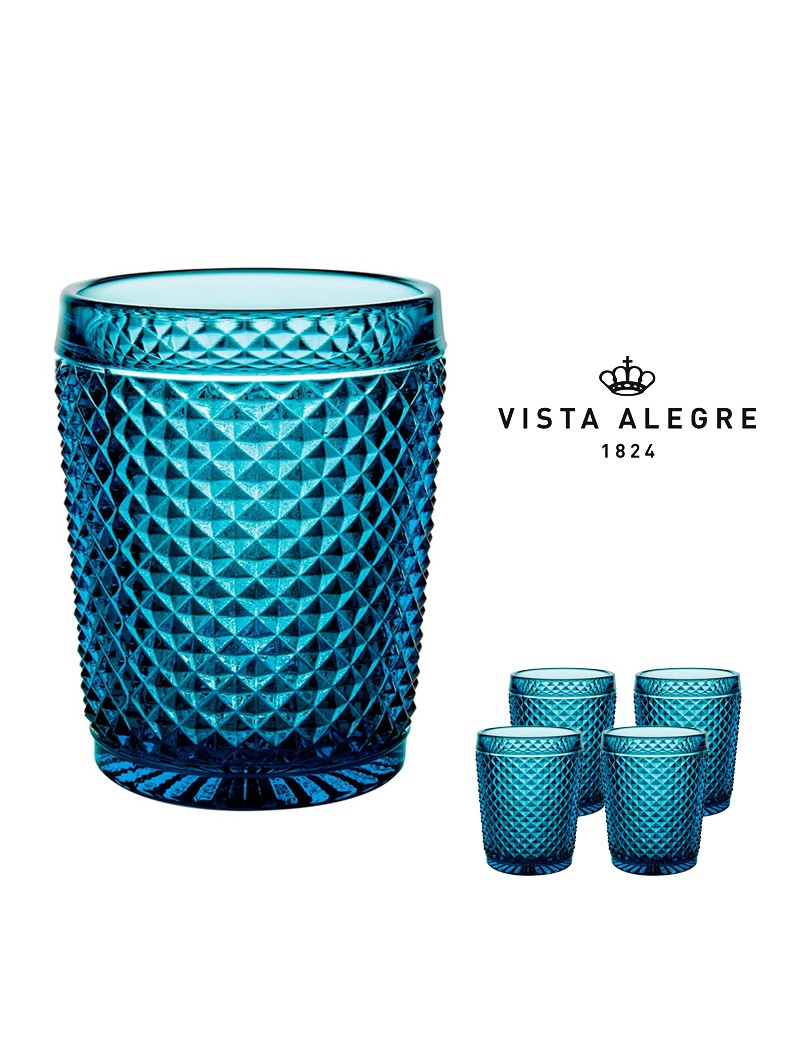 COPO VA BICOS AZUL CONJ.4  28CL VIDRO