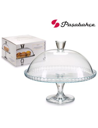 PRATO BOLO PASABAHCE PATISSERIE C/PE+TAMPA 32X25CM VIDRO
