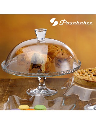 PRATO BOLO PASABAHCE PATISSERIE C/PE+TAMPA 32X25CM VIDRO