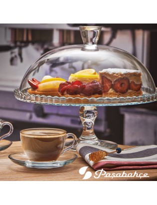 PRATO BOLO PASABAHCE PATISSERIE C/PE+TAMPA 32X25CM VIDRO