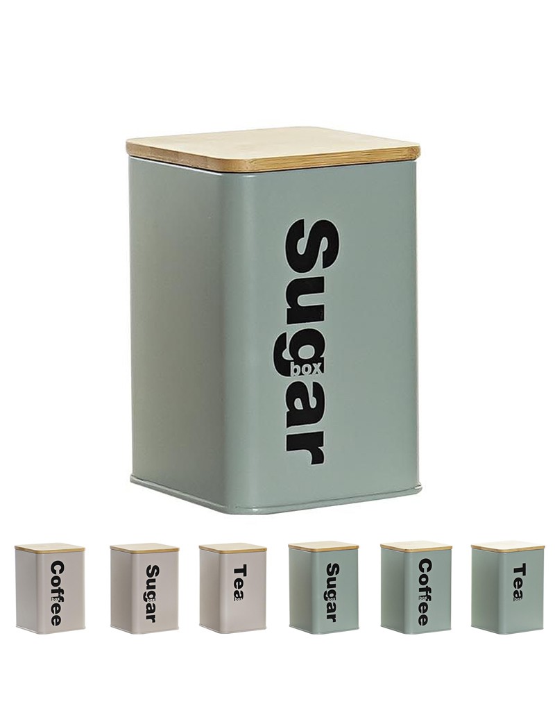 CAIXA PC-194369 METAL C/TP BAMBU 10X10X14,5CM SORT.