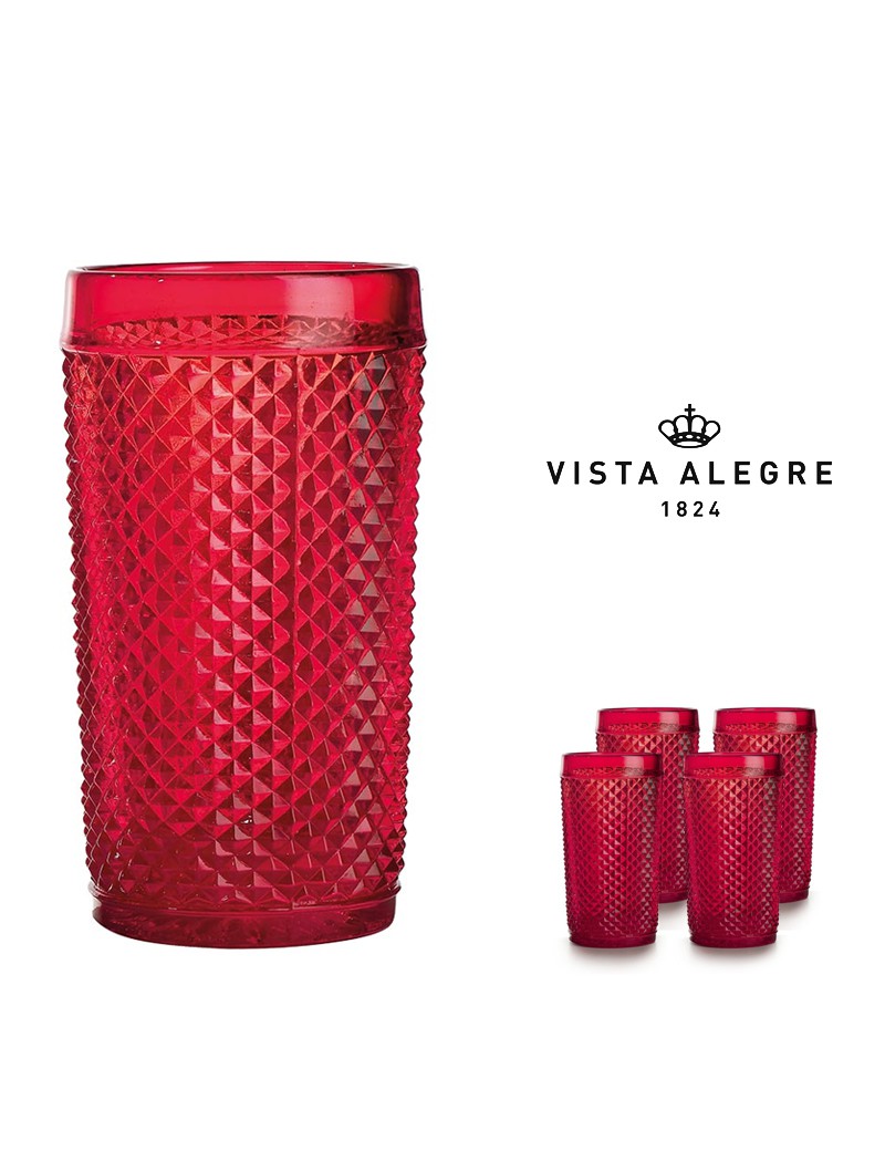 COPO ALTO VA BICOS VERMELHO CONJ.4  33CL VIDRO
