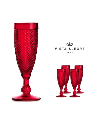 FLUTE CHAMPANHE VA BICOS VERMELHO CONJ.4  11CL VIDRO