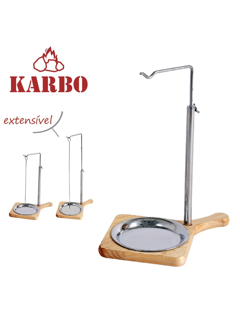 SUPORTE P/ 1 ESPETADA KARBO EXTENSIVEL 40-65CM BASE MADEIRA