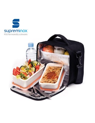PORTA ALIMENTOS SI 6201 TRAVEL PRETA C/2 HERM. 23X14,5X22CM
