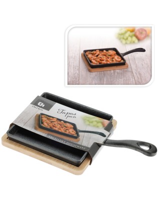 FRIGIDEIRA 278000570 QUAD TAPAS 14CM FERRO FUND C/BASE BAMBU