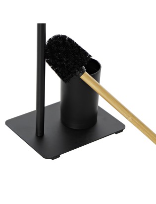 SUPORTE PAPEL PB-186058 C/LIMPA SANITAS 67,5CM PRETO/BAMBU