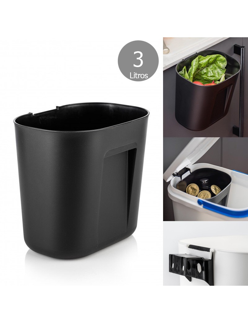 BALDE LIXO 762 BE-SMART 3L S/TP +SUPORTE PRETO