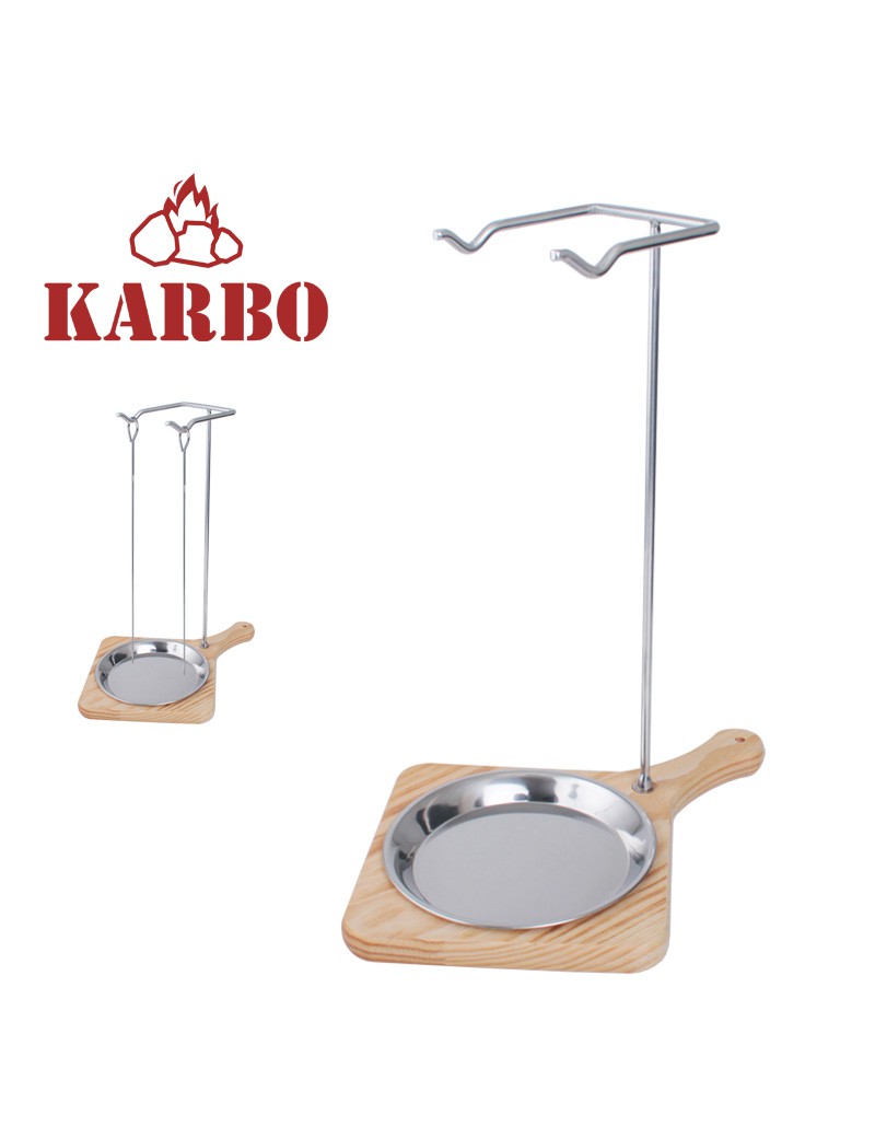 SUPORTE P/ 2 ESPETADAS KARBO 35CM BASE MADEIRA
