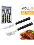 CONJ. CHURRASCO 381.7000.12 12 PEÇAS INOX C/CABO PRETO PLST