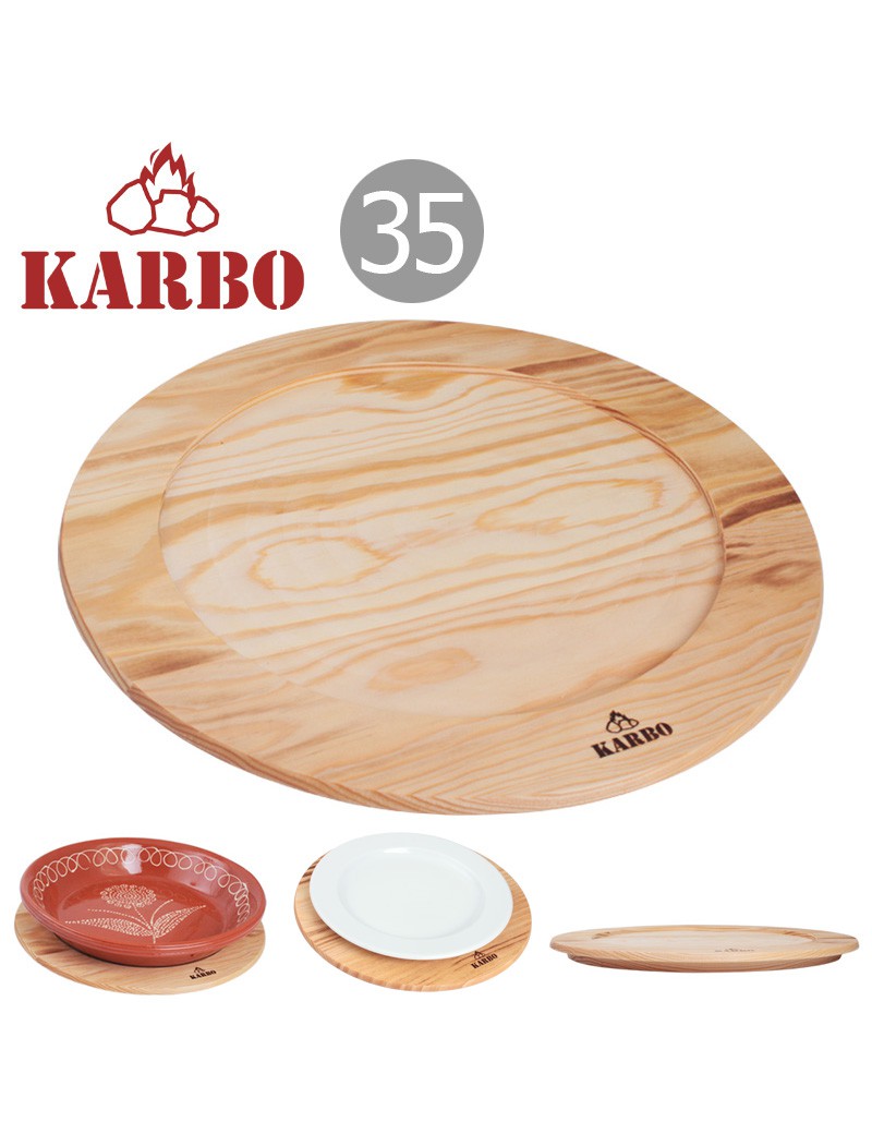 TABUA KARBO Ø35CM P/PRATO C/REBAIXO MADEIRA PINHO