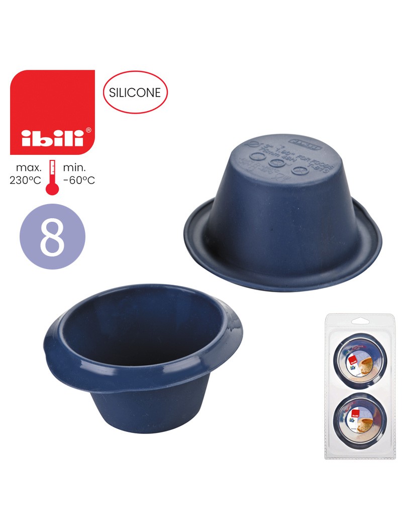 FORMA PUDIM FLAN IBILI 870001 BLUEBERRY CONJ.2 Ø8CM SILICONE