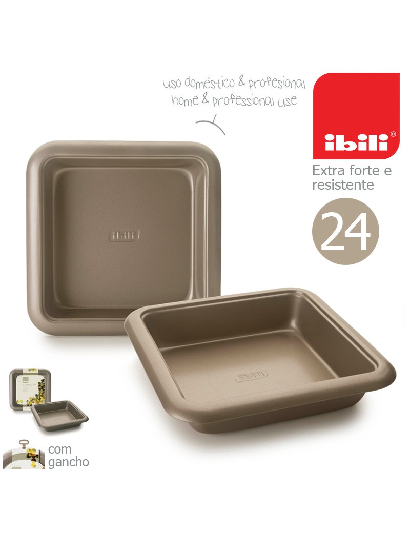FORMA BOLO QUAD. IBILI 840324 GOLDEN 24X24X5CM ANTIAD