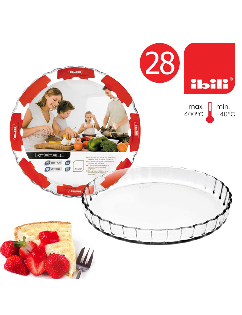 FORMA TARTE IBILI 480528 KRISTALL CANELADA Ø28CM VIDRO