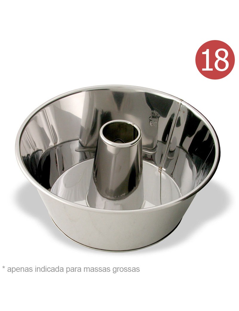 FORMA 18 CM INOX C/CANO FUNDO LISO UN