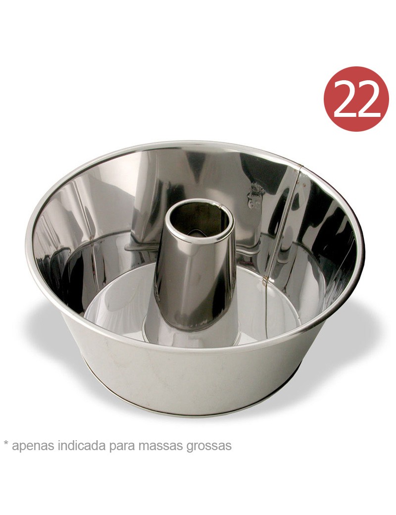 FORMA 22 CM INOX C/CANO FUNDO LISO UN