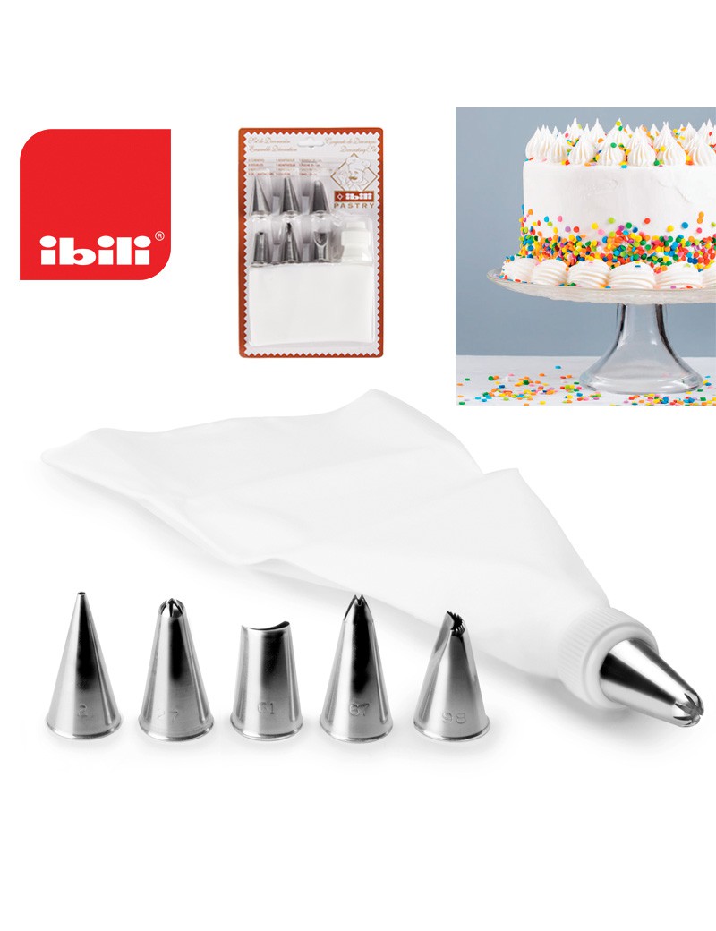 SACO PASTELEIRO IBILI 760700 C/6 BOQUILHAS+ ADAPTADOR 25CM