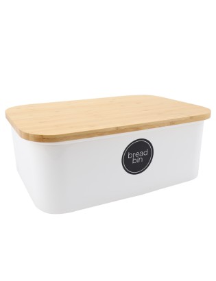 CAIXA PAO 21.001 PRIME BRANCA PLST C/TAMPA BAMBU 36X24X13CM