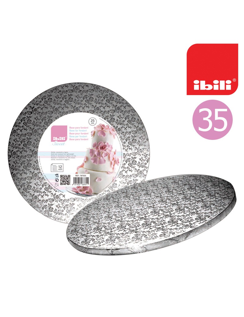 PRATO BOLO IBILI 787035 REDONDA 35CM PRATEADO CARTAO