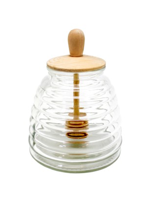 FRASCO MEL FIH 348 VIDRO C/COLHER MADEIRA 9,5X13CM